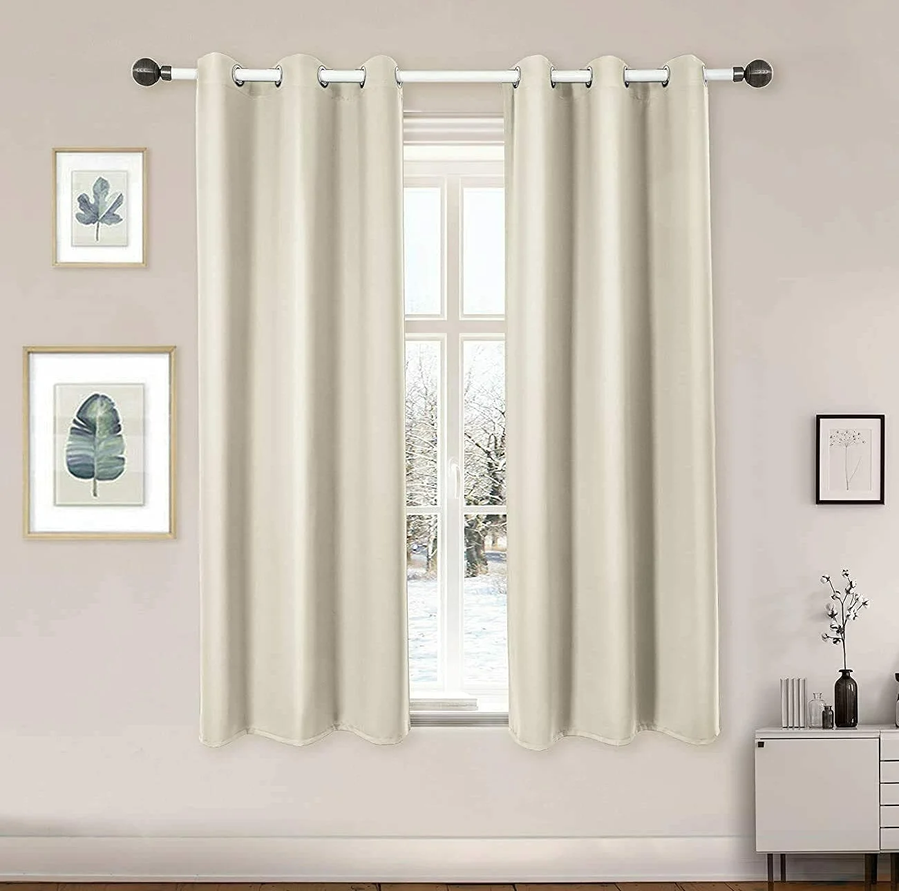 Pair Set Thermal Blackout Grommet Curtain Panel 64x42" Darkening Window