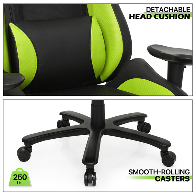 Green CARBON FIBER Gaming Racing Chair Office Home Computer Desk